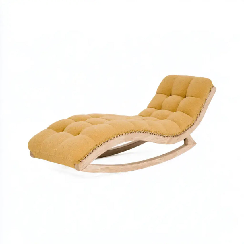 Mecedora con asiento alargado con acolchado - amarillo/beige