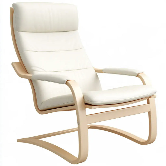 Mecedora con respaldo segmentado y base clara - beige