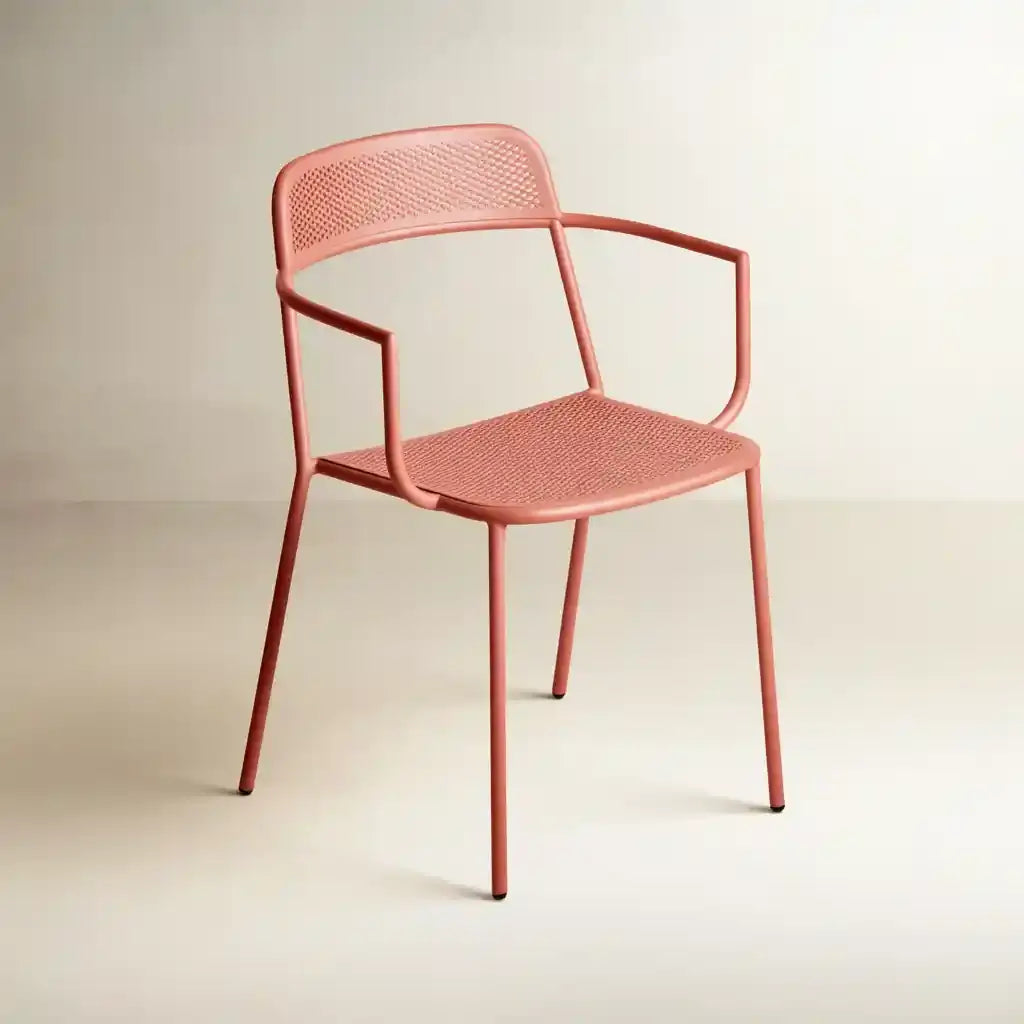 Silla con brazos rectos y patas finas - rosa