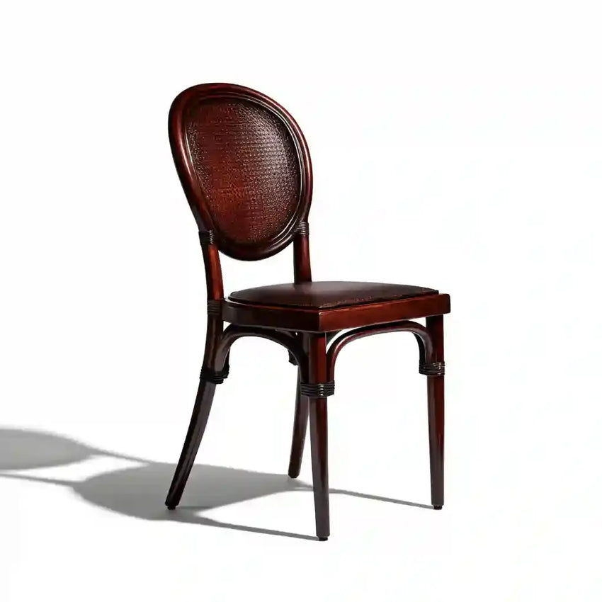 Silla con respaldo ovalado y patas curvas - marr¨®n