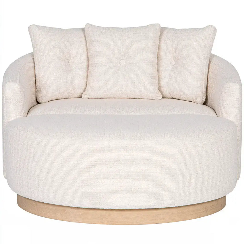 Sof¨¢ con asiento redondo y cojines claros - beige
