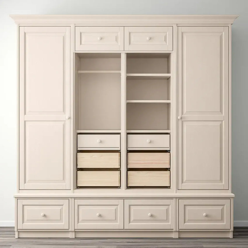 Armario con puertas molduradas y m¨®dulos centrales - beige